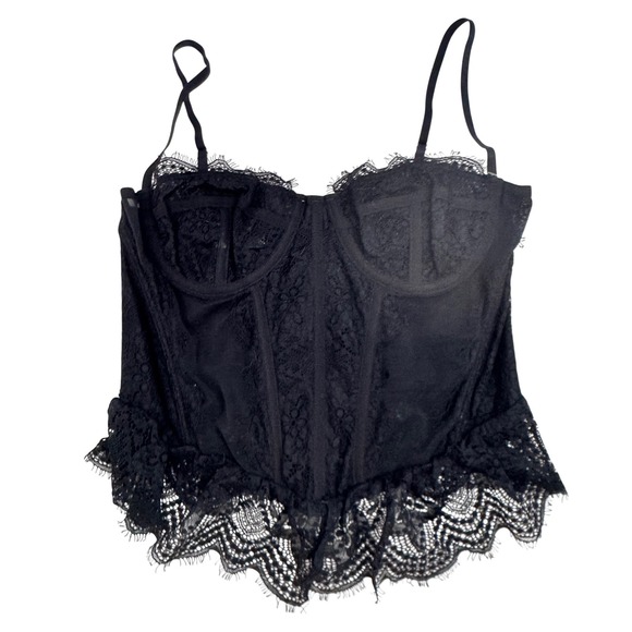 Out From Under Tops - Urban Outfitters Out From Under Black Lace Corset Top Underwire Bustier Sz L NWT